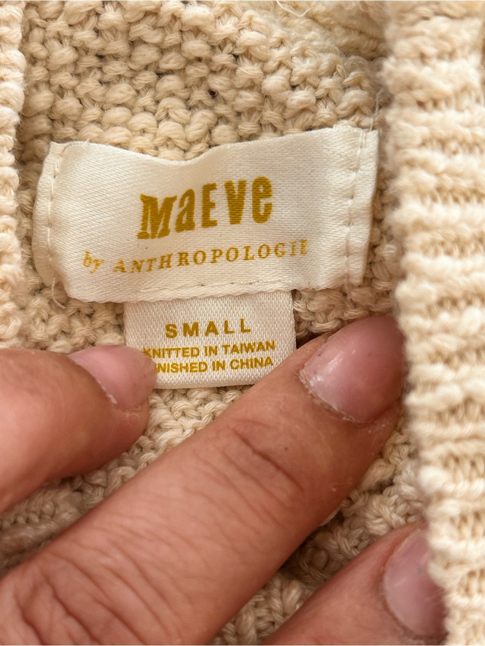 Maeve Anthropologie Ladybug Sweater Top Small Cream Mock Neck Short Sleeve Knit - Picture 6 of 6